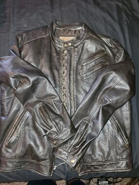 Jimmy Z Brown Leather Moto Jacket Size L